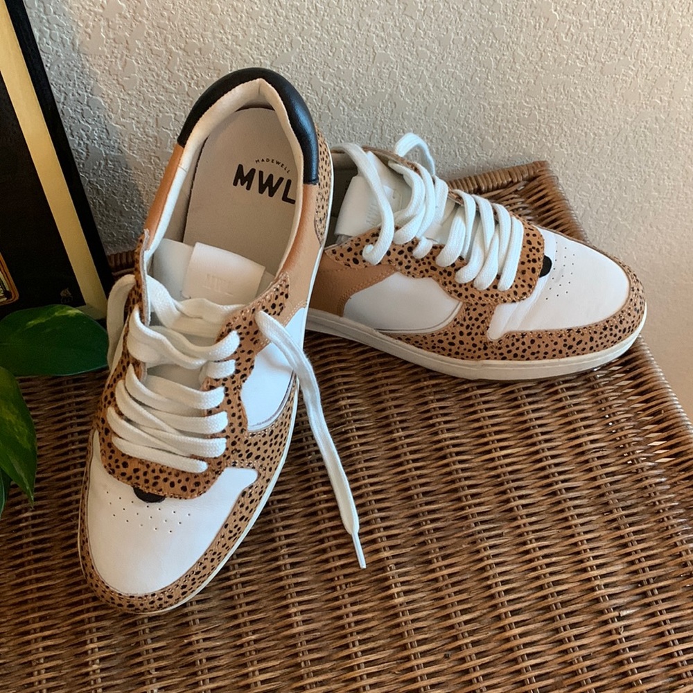 Madewell leather/animal print sneakers (unisex)